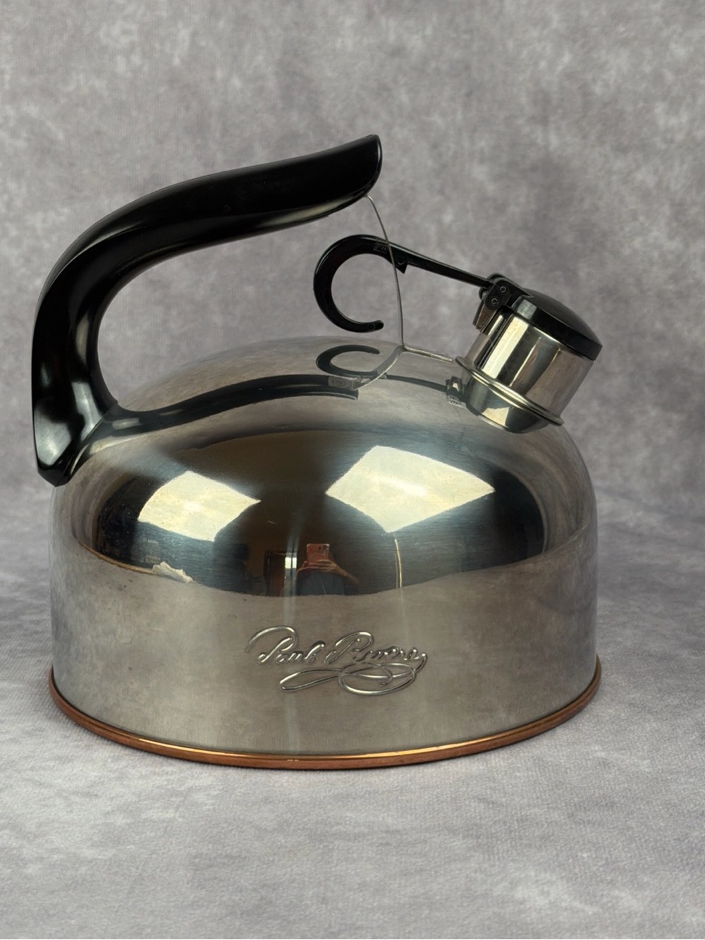 VTG Revere Ware 2 Qt Whistling Tea Kettle Copper Bottom Korea I 94-C Tested